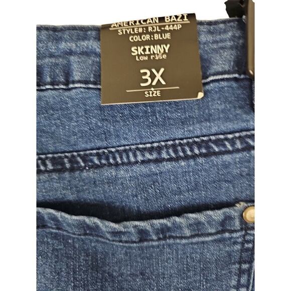 American Bazi ~Woman Plus Size 3X~ Blue Denim Skinny Jeans Stretch NWT. - Picture 4 of 11